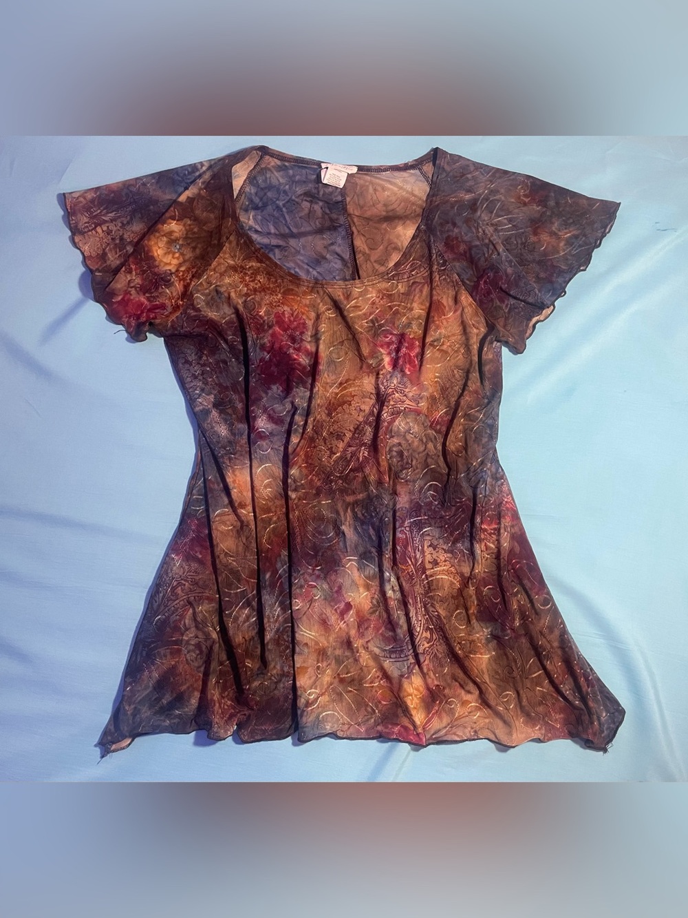 Fairy Grunge Vintage Whimsigoth lettuce hem y2k top L
